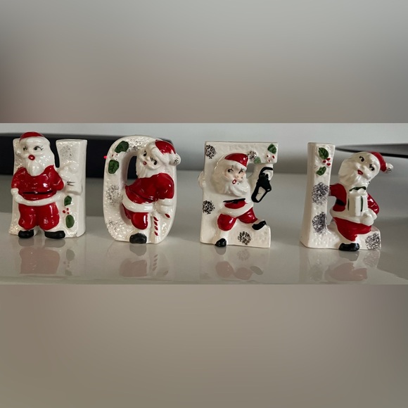 Festive Vintage Santa Candle Holder